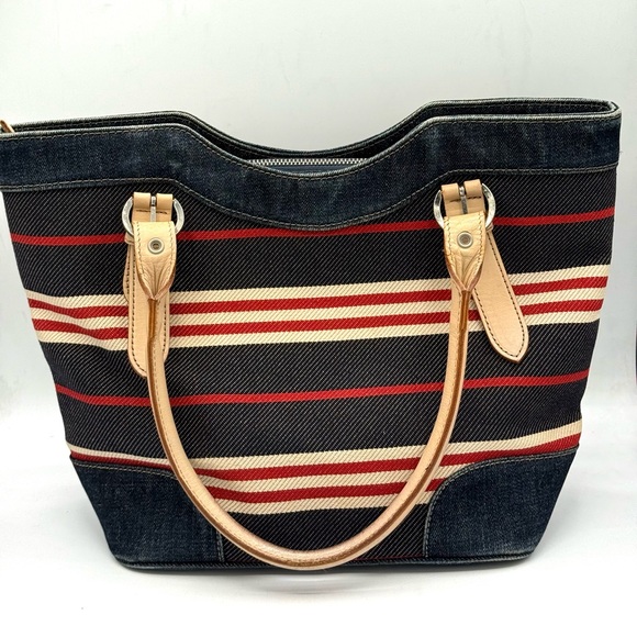 Burberry Blue Label Denim Striped Tote w/ COA ✅ Y2K Vintage - Picture 2 of 16